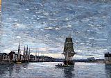 Eugene Boudin Famous Paintings - Vue du Bassin de Trouville